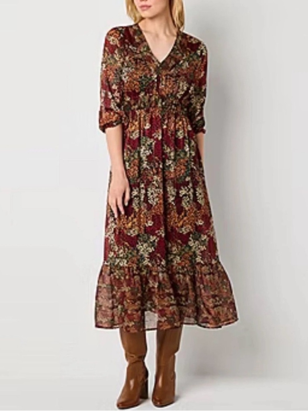 FRYE Boho Floral Midi Dress Size Large